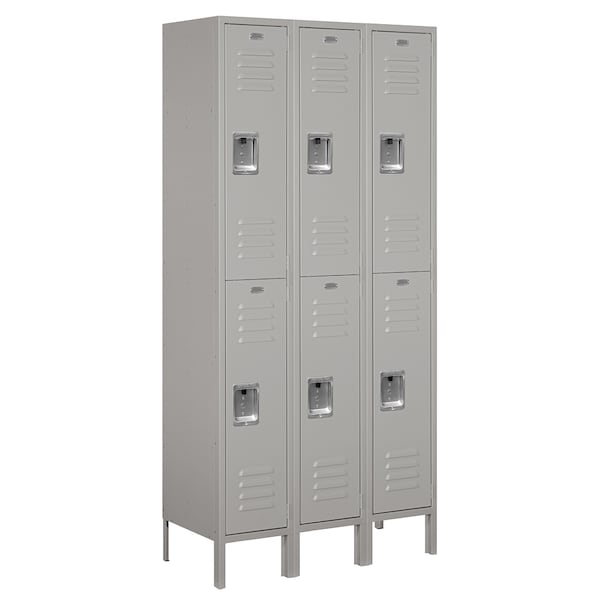 Wardrobe Locker, 36" W, 15" D, 78" H, (3) Wide, (6) Openings, Gray